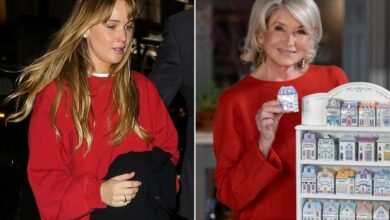 Jennifer Lawrence and Martha Stewart Wore Crewneck Red Sweaters