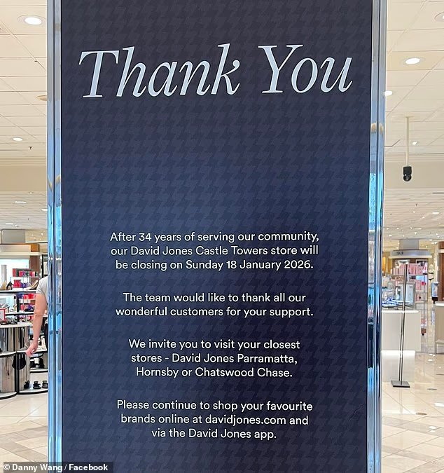 David Jones announces shock store closures after than 30 years Disappointing it will be missed
