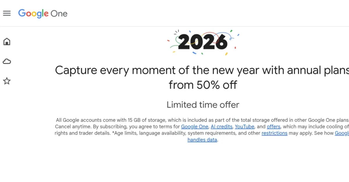 Google One يخفض خطط 2 تيرابايت السنوية وAI Pro بنسبة 50%