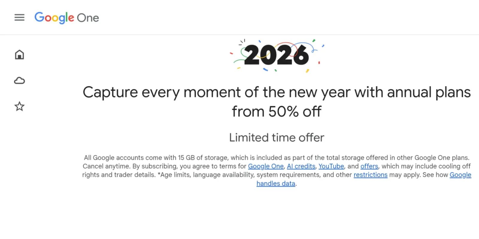 Google One يخفض خطط 2 تيرابايت السنوية وAI Pro بنسبة 50%