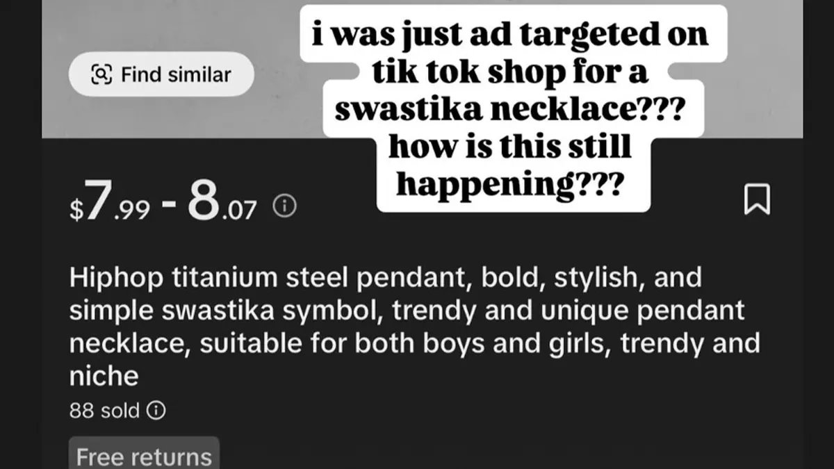 TikTok Shop allegedly sold a swastika pendant necklace to users online TikTok Shop allegedly sold a swastika pendant necklace to users online